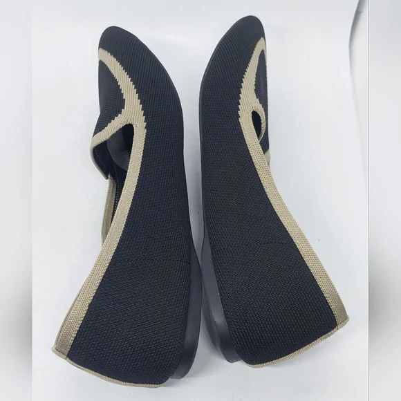 Birdies Blackbird Knit Flats Jet Black With Tan Trim Shoes Women's Size 9 - Picture 7 of 12